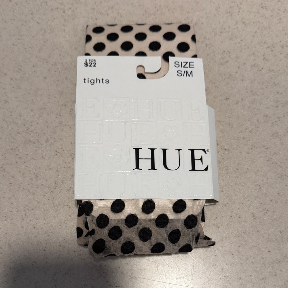 HUE Nude and Black Polka Dot Tights. Sheer tights. Size S/M